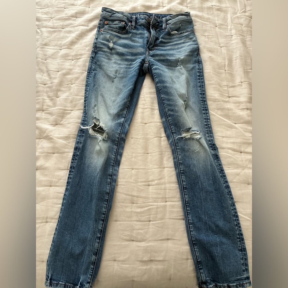 American Eagle Outfitters Women's Distressed Blue Skinny Jeans